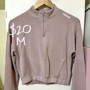 Gymshark mauve quarter zip crop top